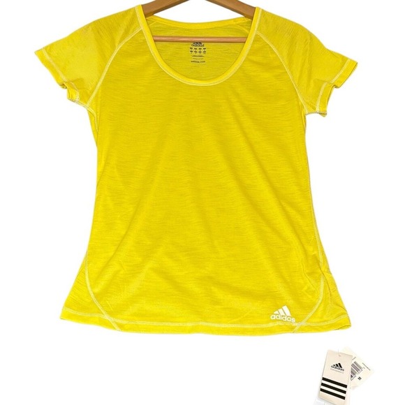 Adidas Performance Sheer‎ T Shirt Womens Medium Yellow Athletic Activewear Tee - Picture 1 of 8